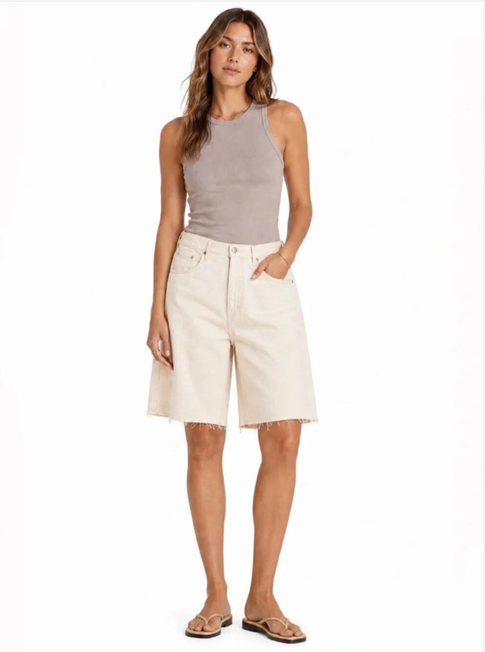 MOTHER The Half-Pipe Bermuda Fray Shorts Act Natural 32 NEW